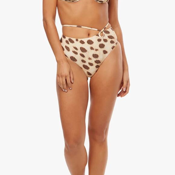 WEWOREWHAT Women's Strappy Tie Animal-Print Bikini Bottom Leopard L NWT - Picture 3 of 8
